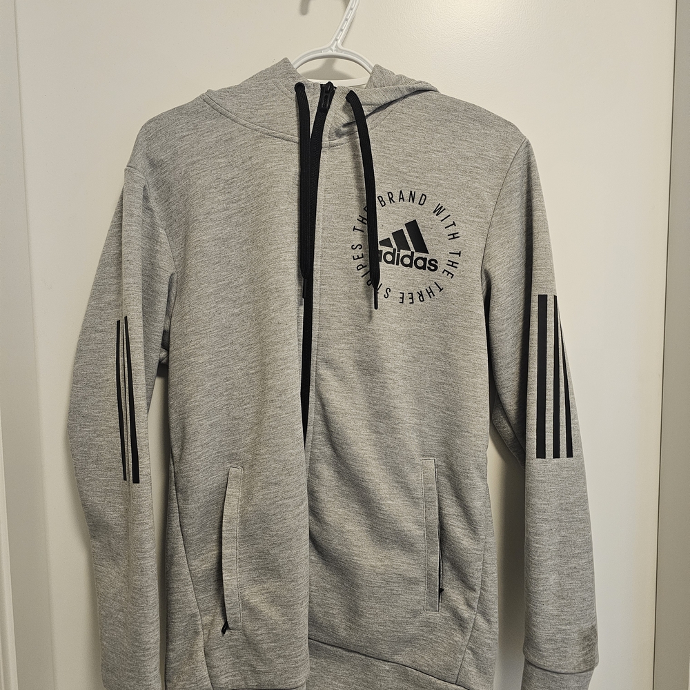 Adidas Heather Gray Hoodie with Black Details